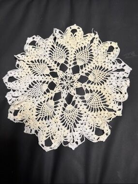 Hand-Crocheted Cream Lace Doily - Decorative Home Accent